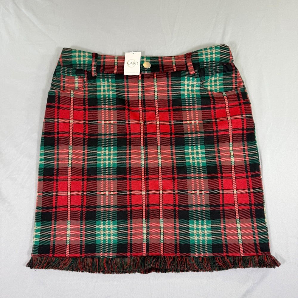 Holiday Plaid Skirt Red Green Tartan Womens M Christmas Party Preppy NEW